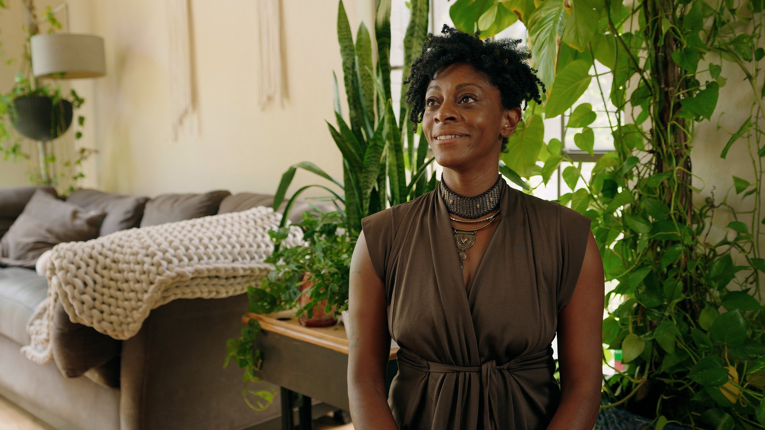 Angel Robinson sits for an interview about her SolarPunk Summit event, Austin TX